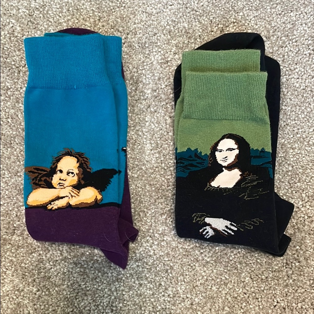 Artistic Design Men's Socks Set - Blue and Green-NEW